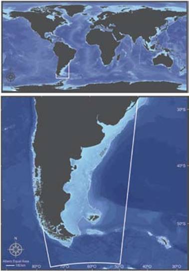 Mapa del mar patagónico